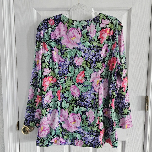 Vintage Jenny Floral Print Satin Blouse - Picture 6 of 7